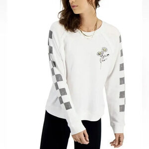 Grayson Threads Black Juniors' Daisy Checkered-Sleeve Top, Brand New with tags⭐️